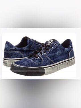 Diesel 355 S-FLIP Low Top Vallarta Blue Distressed Men’s Sneakers NWOT Sz 11